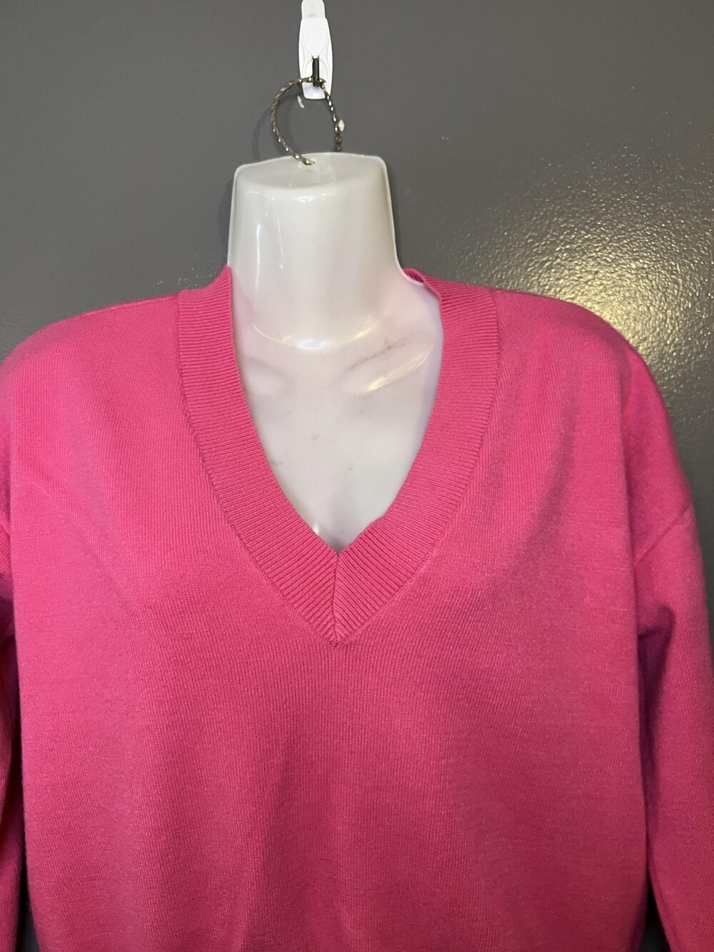 Marled Sweater Womens XS Pink V Neck Long Sleeve Knit Pullover Ribbed Hem